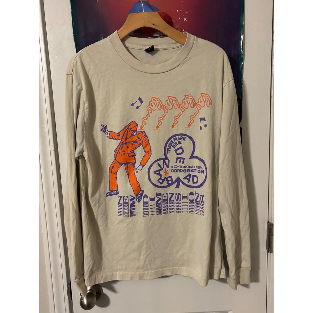Brain Dead New Dimensions Graphic Long Sleeve T-Shirt Cream Mens Small